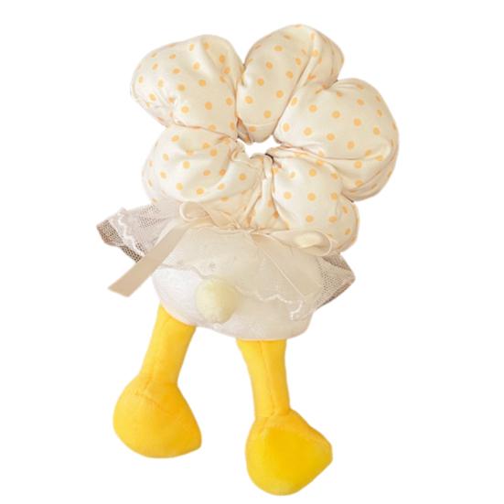 Hair Tie with Sufficient Elasticity Dot Print Lace Splicing Hair Flower Butt Design Hair Tope Buns Ponytails Half-Tied Hair Scrunchie