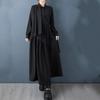 Černé vintage šaty s dlouhým rukávem ve velkých velikostech, nové v dámských šatech na jaro a podzim, ležérní volné košilové šaty