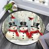 Forest Snowman Round Area Rug,Carpet Rug for Living Room Bedroom Sofa Playroom Decor,Non-slip Floor Mat