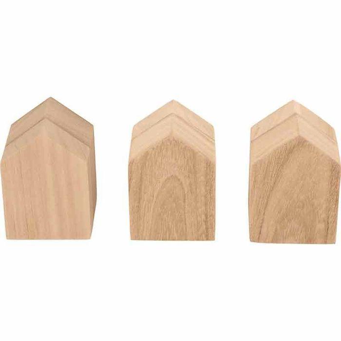 Décoration en bois - ARTEMIO - Maisons + plateau - 8 pièces - Personnalisable - Mixte