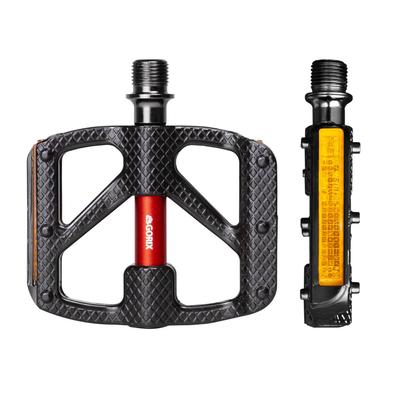 GORIX Hliníkové Široké Ploché Pedále na Bicykel Červené Náhrada pre Cestné, Cross a Iné Bicykle Ultraľahké Pedále, Tenké, (GX-FY610) [Reflektor