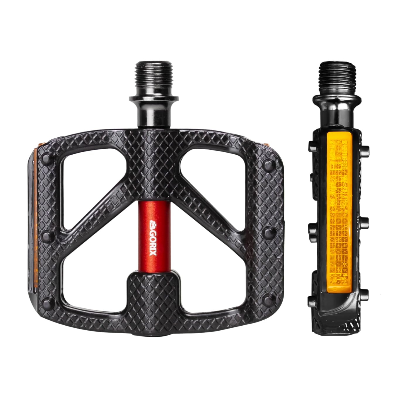 GORIX Алюминиевые Широкие Плоские Велосипедные Педали Красные Замена для Шоссейных, Кроссовых и Других Велосипедов Ультралегкие Педали, Тонкие, (GX-FY610) [Отражатель