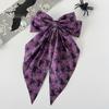 Pumpkin Hairpin Halloween Silky Satin Hair Bows, Big Ribbon Bow Clips, Oversized Long Tail Barrettes, Clip Cute Ghost Witch Hat Spider Web Hairpins