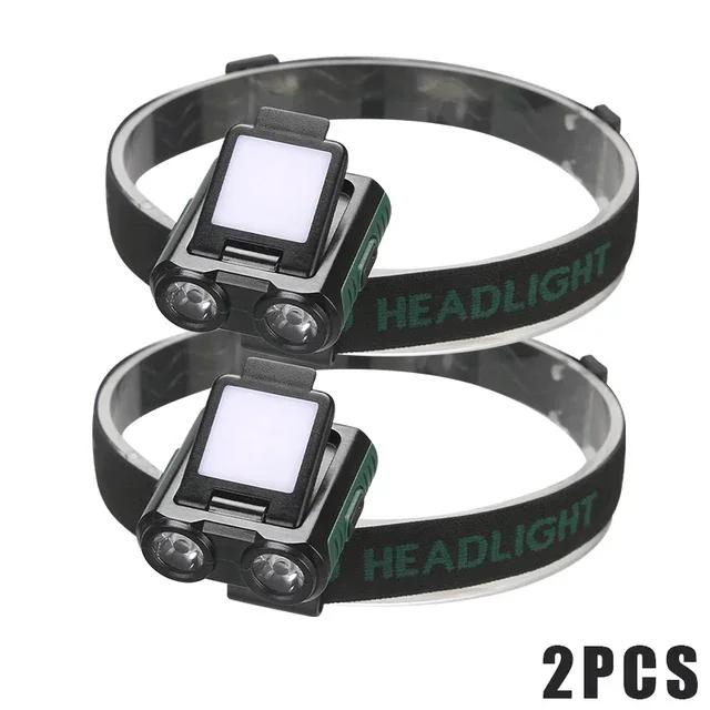 LED Strong Headlight Dual Light Source Hat Clip Lamp Rechargeable Induction Outdoor Waterproof Night Fishing Camping Flashlight
