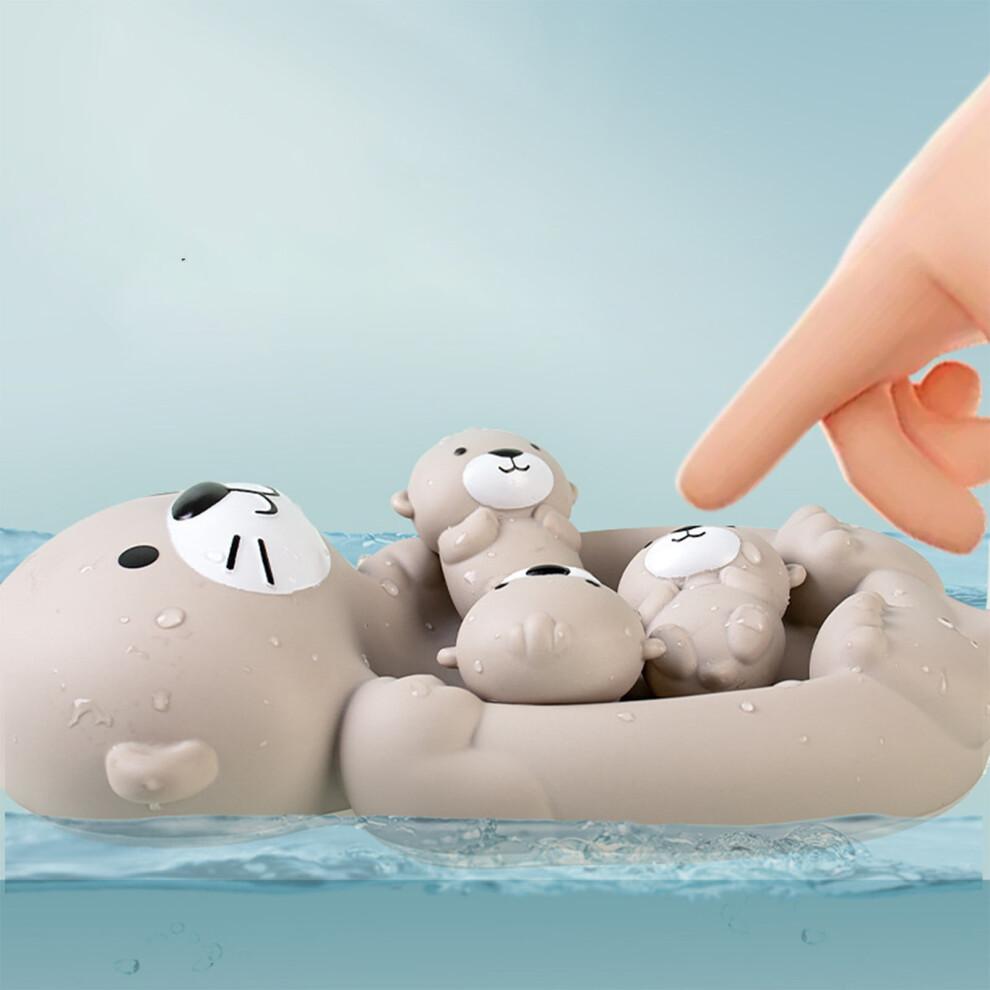Entzückendes schwimmendes Tier-Bade-Spielzeug-Set - 1 Elternteil + 3 Babys, Sicherer Weichgummi, für Kinder ab 18 Monaten