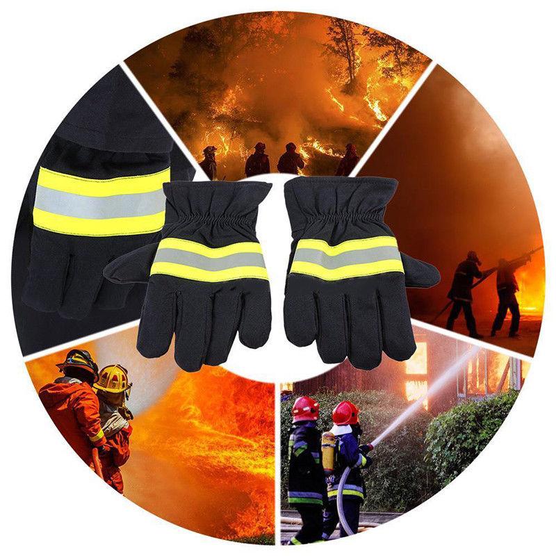 1 Pair Black Non-slip Heat Proof Gloves Fire Proof Gloves Firefighting Gloves