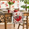 Valentine's Day Placemats Buffalo Plaid Red Heart Table Runner Seasonal Bow Tie Table Mats for Party Kitchen Dining Decoration