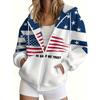 Women's Full Zip American Flag Hooded Sweatshirt
