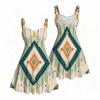 Women S Plus Size Off Shoulder Square Neck Strappy Sleeveless Printed Flared Dress