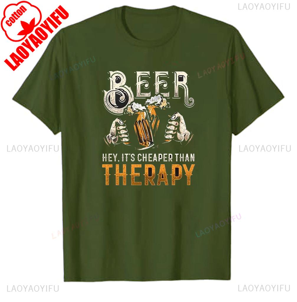Fashion Men Retro Beer Graphic T Shirts Europe and America Trend Personality Vintage Printed Round Neck Cotton Short Sleeve Tees
