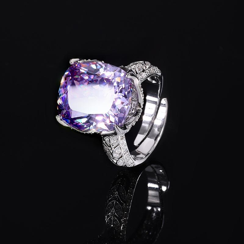 Jewelry Copper Bottom Gold-Plated Retro Simulation Bird'S Nest Cut Color Treasure Fat Square 14 * 16 Retro Ring Women