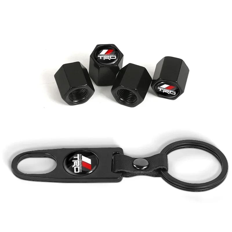 Car Badge Keychain Keyring With Tire Valve Cap Car Accessories For Toyota TRD Logo RAV4 Levin Reiz Corolla Chr Avensis Yaris