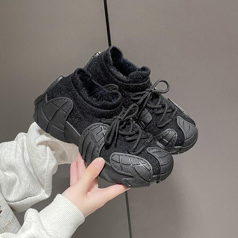 fashion Women's Sports Shoes Breathable Dad Shoes Autumn New Style Fly Knit Socks Versatile Thick-soled Women's Running Shoes