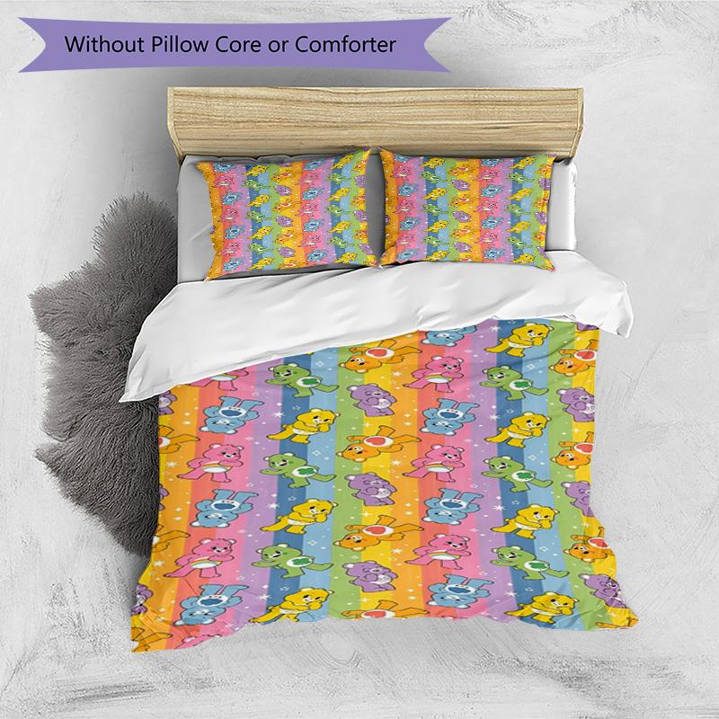 3pcs Duvet Cover Set (1*Duvet Cover + 2*Pillowcase, Without Core), Care Bears Print Bedding Set, Bedroom Decor, All‑Season, Birthday Gift