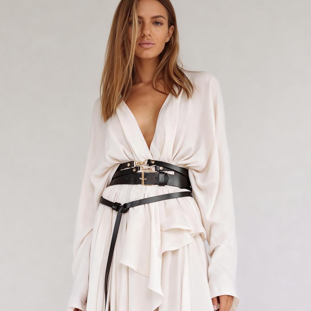 Leder-Körpergeschirr für Damen - Gothic Punk Ketten-Design, Verstellbare Passform, Perfekt für EDM-Festivals