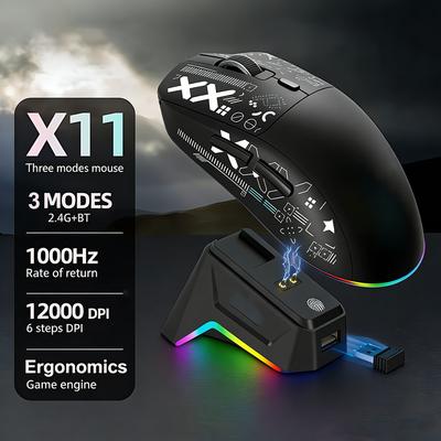 NEW RGB Backlit Wireless Gaming Mouse with Charging Base Triple Mode 1K Optical Ergonomic Mouse For Esports