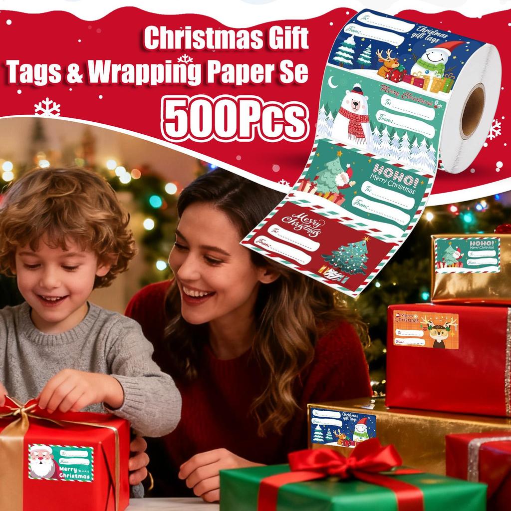 500pcs Cartoon Christmas Stickers Christmas Gift Wrapping Label Sticker Reward Stickers Scrapbook Stationery Adornos