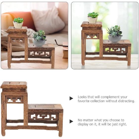 Angoily Vintage Display Stand Wood Stand for Crafts Figurine Display Base Tabletop Wood Base Vase Display Stand Flower Vase Base Buddha Statue Stand