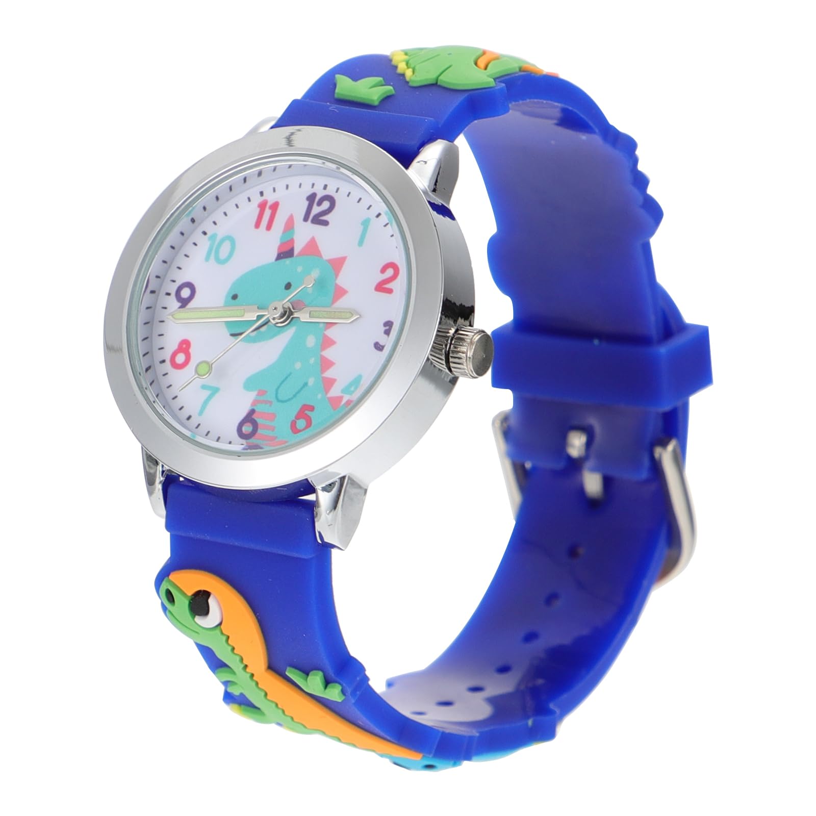 

POPETPOP Kids Analog Quartz Watch Adorable 3D Dinosaur Watch Silicone Strap Watch Dinosaur Party Favor Children Girl Boy Gift Dark Blue