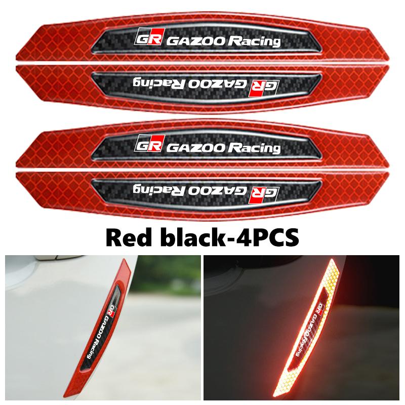For Toyota 4Pcs Car Door Sticker Safety Warning Reflective Sticker Auto Accessories Crown GR Corolla YARIS Auris C-HR Hilux Vios