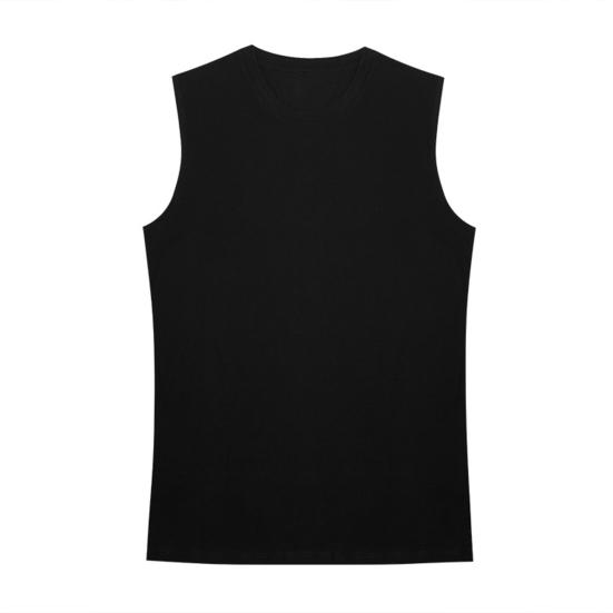Men Summer Vest Sleeveless Pure Color O Neck Slim Fit Elastic Pullover Soft Breathable Gym Exercise Sports Tank Top