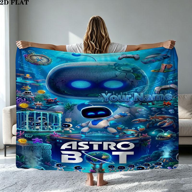 1PC ASTRO BOT Custom Name Patterned Flannel Blanket Suitable For All Seasons for Home Decor Warmth and Comfort Gifts Holiday Present