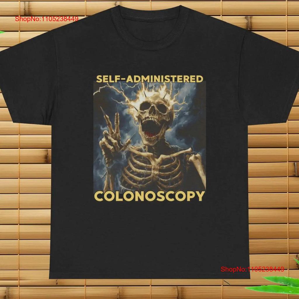 Colonoscopy Skeleton T Shirt Funny Meme Ironic Humor Cringe vintage Washed Casual Breathable Unisex Stretched Versatile
