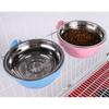 Non Tip Over Cage Mounted Cat Feeder Stainless Steel Cat Food Water Dish  Dog Feeding