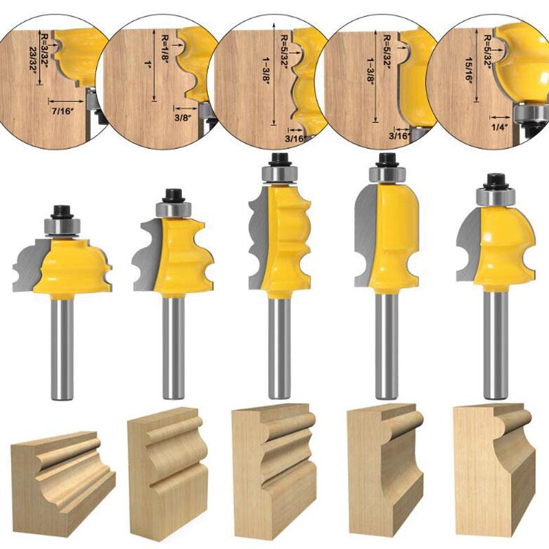 Architectural Molding Handrail Router Bit Casing Base CNC Line Woodworking Cutters Face Mill 8mm Shank