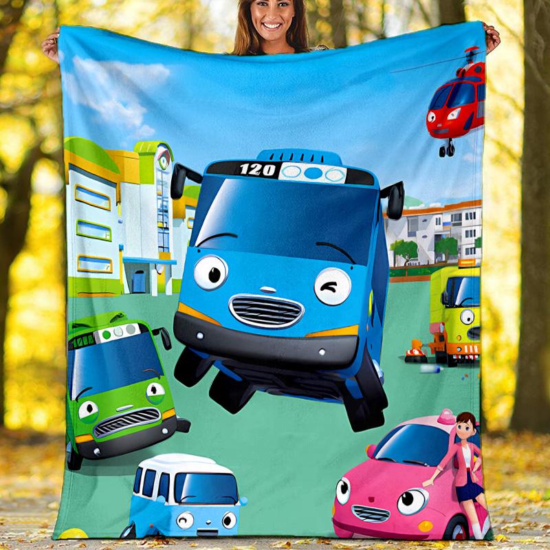 the little bus tayo printed throw blanket—lightweight,soft,warm;versatile blanket for all seasons—perfect as &air-conditioning throw,nap blanket