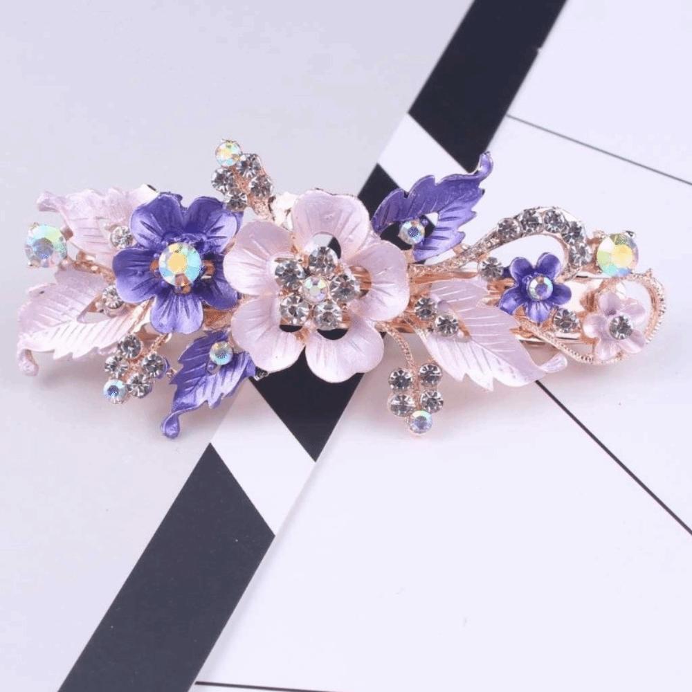 Oil Drip Design Zinc Zinc Alloy Hair Clip Floating Rhinestone Women's Headwear Floral Spring Clip  Party
