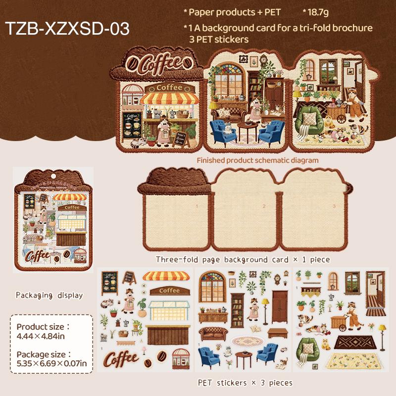 Tiny Treasure Shop Series Vintage Coffee Bread Flower Landscape Sticker Creative DIY Journal Material Collage Stationery
