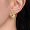 18K Gold Geometric Zircon Bow Stud Earrings