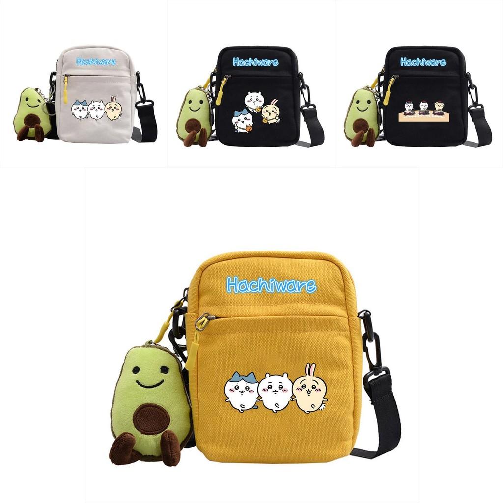 Chiikawa Canvas Small Crossbody Bag With Zipper Pocket For Daily Use And Teens