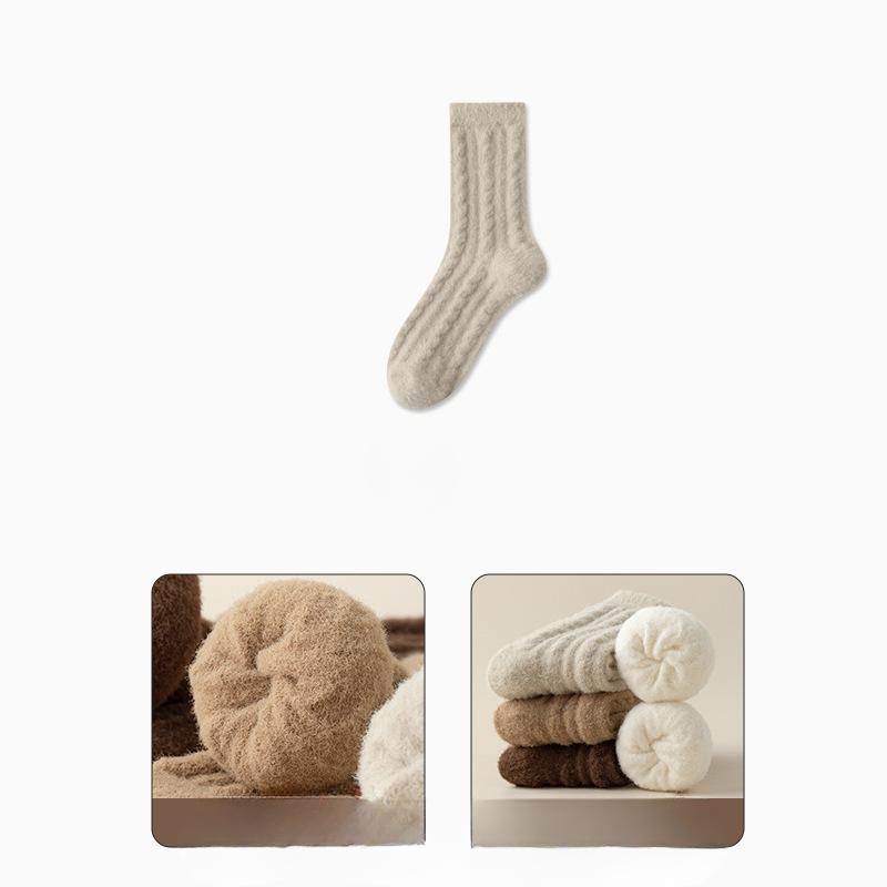 Australian Fleece Mid-calf Socks for Women's Winter, Thickened with Fleece, Double-sided Faux Cashmere, Warm Sleep, Pile Long Socks for Autumn