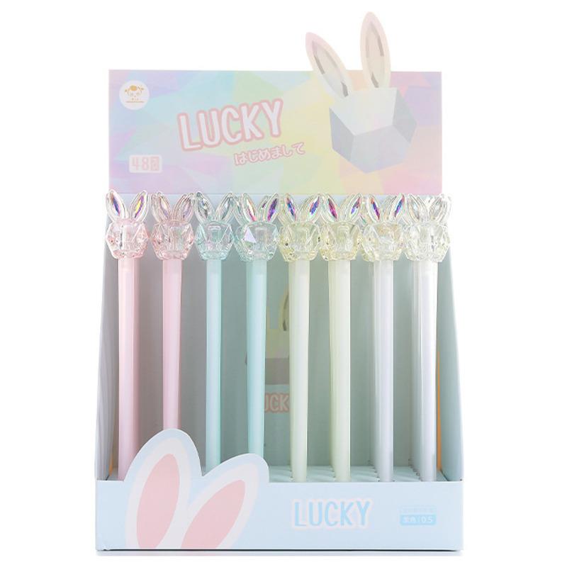 1 Piece Stationery Cute Crystal Rabbit Gel Pen School Office Kawaii Supplies Creative Gift Pens