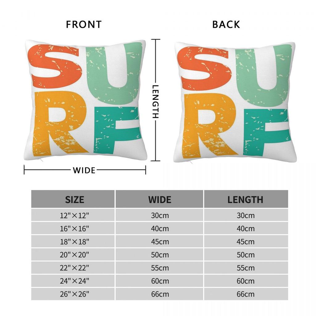 Retro Surf Typography Text Square Pillowcase Polyester Linen Velvet Pattern Zip Decor Throw Pillow Case Sofa Seater Cover 18"