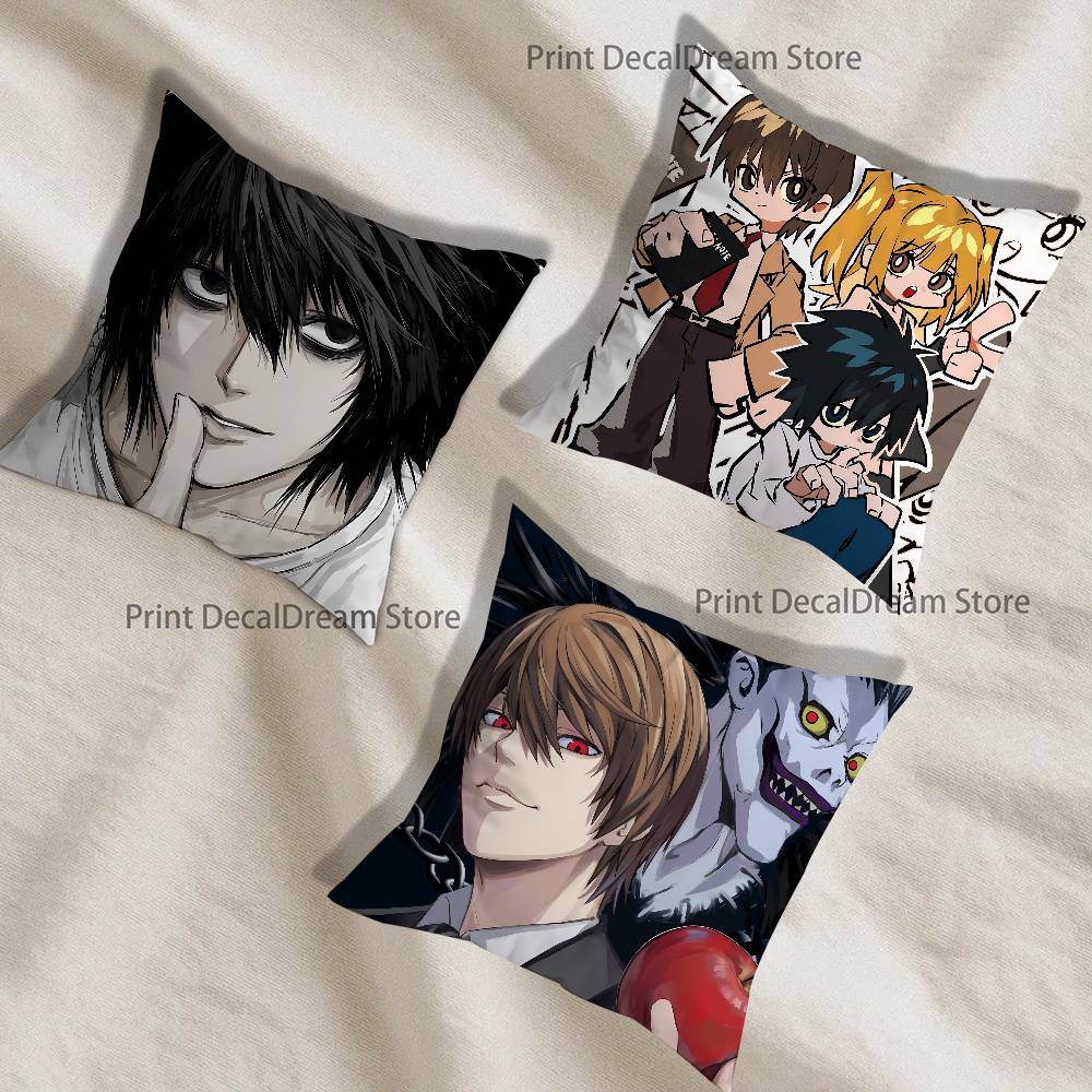 D-Death N-Note Teru Mikami L Misa Printed Pillow Cover Cushion Case Simple Sofa Pillow Case No Pillow Core