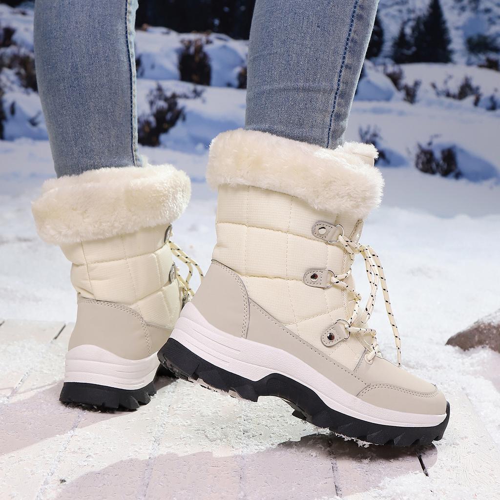 TUINANLE Women's Winter Boots Plus Velvet Warm High-top Hiking Shoes for Women Non-slip Outdoor Ladies Snow Boots