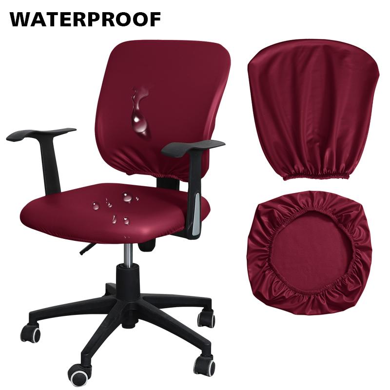 Waterproof PU Leather Split Chair Cover Stretch Anti-dirty Office Computer Rotate Seat Cover Armchair Slipcover for Home Hotel
