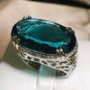2022 Nuovo Anello Eagerato Grande Zircone Donna Punzonato 925 Festa Regalo di Compleanno Anello Oversize con Pietra Principale Blu