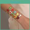 Style Turquoise Cross Heart Beaded Bracelet With Gold Accents For Women