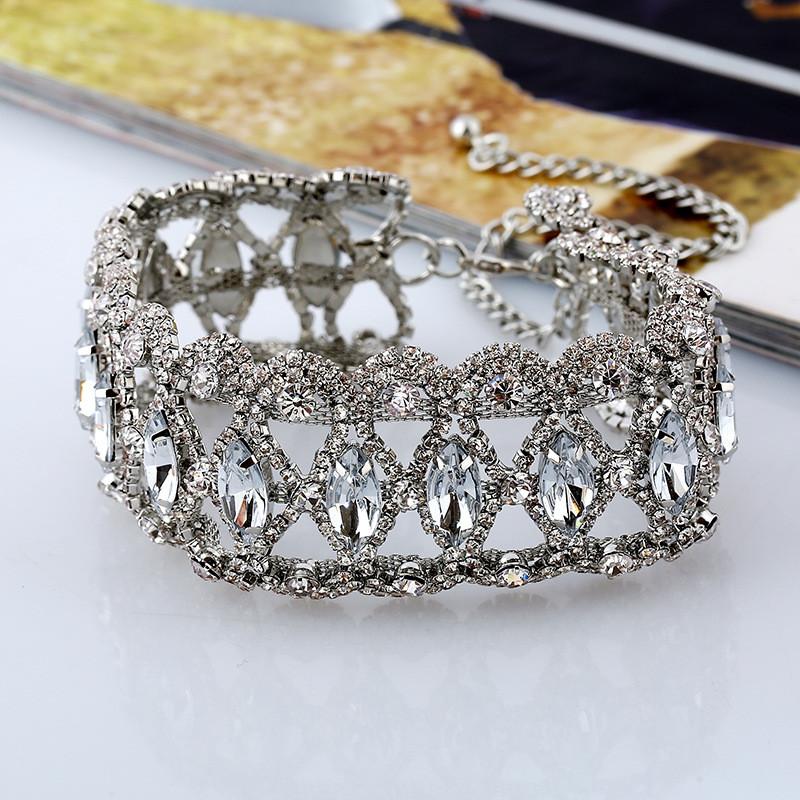 

Діамантова чокер-намисто з геометричним ланцюжком «Хвиля води» для жінок Silver White