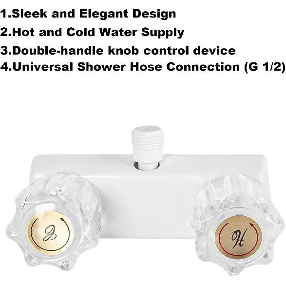 Βρύση Ντους Τροχόσπιτου με Κεφαλή Ντους και Σωλήνα - Μη Μεταλλικό Κιτ Ντους Τροχόσπιτου, Βαλβίδα On/Off & Διακόπτης, Χειροκίνητο Ντους Αντικατάστασης για