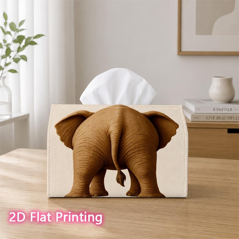 1pc 2D Flat Printed 17.78X10.92X12.95cm Tissue Box Back View Elephant Suitable for Tissues/Roll Paper/Napkins CJH528S109