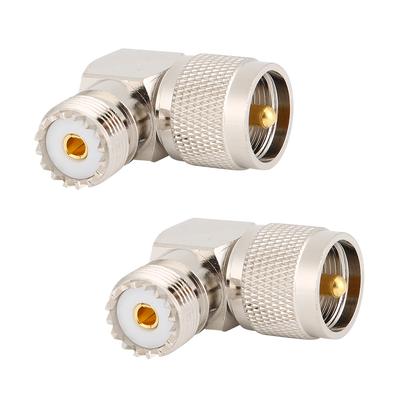 2 szt. UHF męski PL259 na żeński SO239 kątowy adapter koncentryczny RF konwerter złącza
