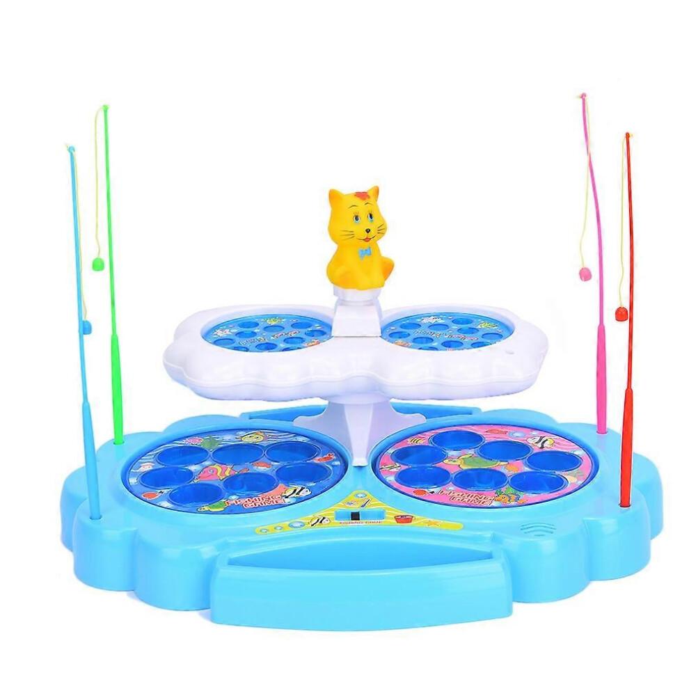 (As show, One size) Electric Fishing Platform Rotating Multi-Purpose Fish Pond Parent-Child Interaction Toys