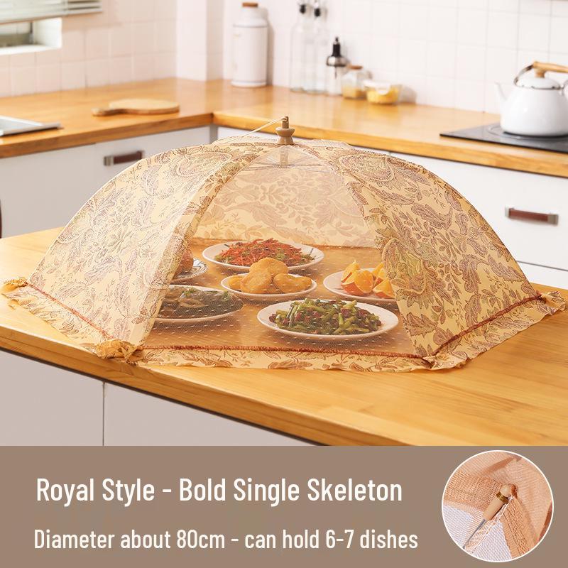 Foldable Dustproof Mesh Food Cover - Modern Minimalist Printed Umbrella Net for Table