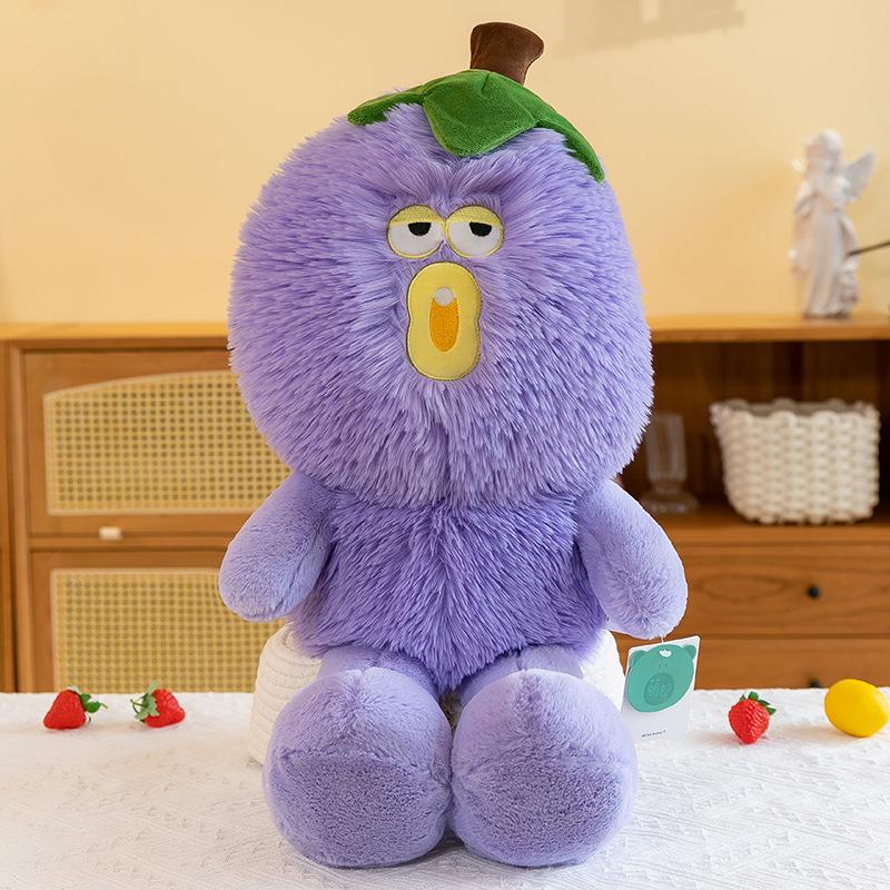 Fruit and Vegetable Monster Series Plush Toys, Long Haired Eggplant Home Pillows, Children's Birthday Gifts, Bay Window Decorations