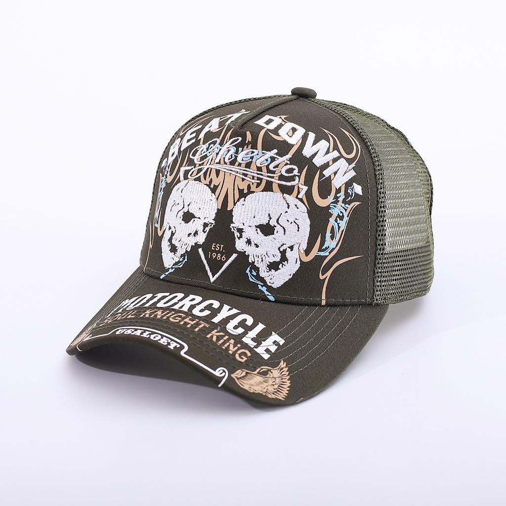 Pentagram Skull Mesh American Locomotive Cap Truck Driver Hat Breathable Baseball Cap